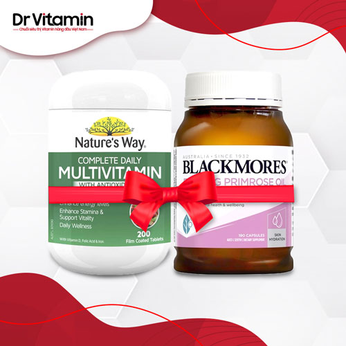 Trọn bộ sản phẩm chăm sóc sức khỏe và sắc đẹp Blackmores Evening Primrose Oil + Vitamin Nature's Way Multivitamin